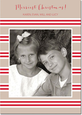 Digital Holiday Photo Cards by Boatman Geller - Millie Stripe Tan and Red Digital Holiday Photo Cards by Boatman Geller - Millie Stripe Tan and Red