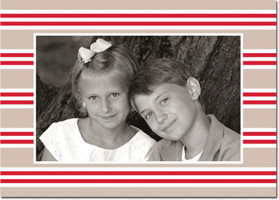 Boatman Geller Digital Holiday Photo Card - Millie Stripe Tan and Red