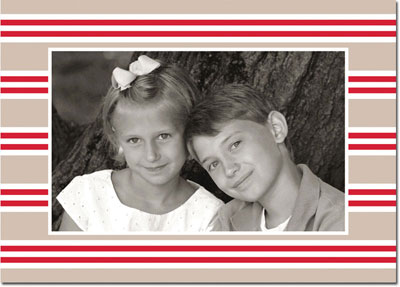 Digital Holiday Photo Cards by Boatman Geller - Millie Stripe Tan and Red Digital Holiday Photo Cards by Boatman Geller - Millie Stripe Tan and Red