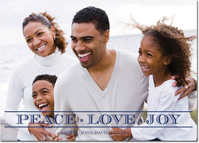 Digital Holiday Photo Cards by Boatman Geller - Engraved Caps Peace Love Joy