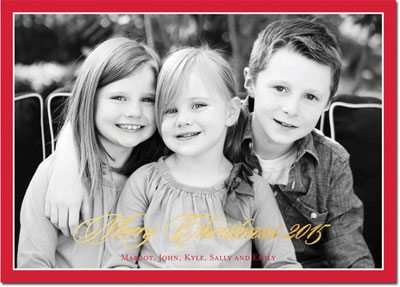 Digital Holiday Photo Cards by Boatman Geller - Christmas Border Red with Foil