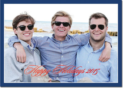 Digital Holiday Photo Cards by Boatman Geller - Holiday Border Navy with Foil