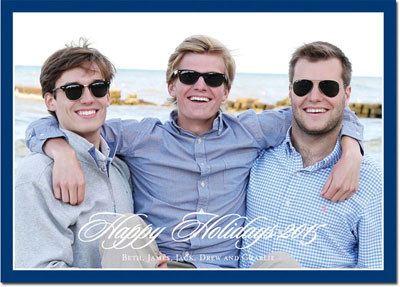 Digital Holiday Photo Cards by Boatman Geller - Holiday Border Navy