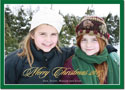 Digital Holiday Photo Cards by Boatman Geller - Christmas Border Evergreen with Foil