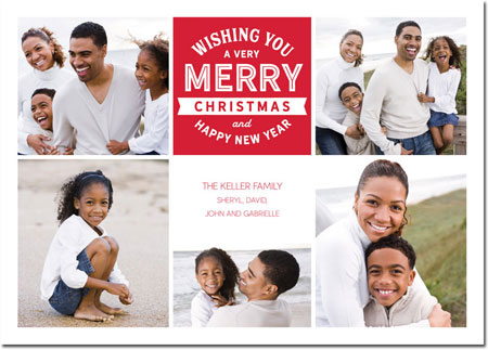 Digital Holiday Photo Cards by Boatman Geller - Merry Stamp Red Collage Digital Holiday Photo Cards by Boatman Geller - Merry Stamp Red Collage