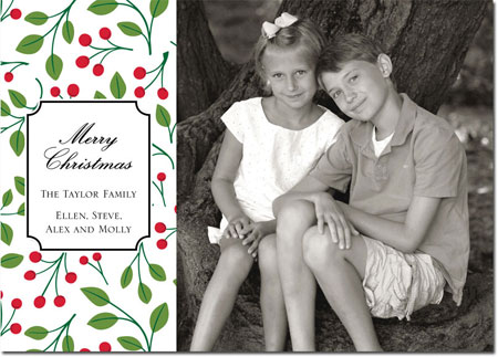 Digital Holiday Photo Cards by Boatman Geller - Christmas Berries Red