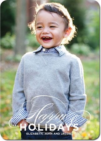 Digital Holiday Photo Cards by Boatman Geller - Happy Holidays Flourish (V)