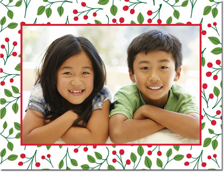 Digital Holiday Photo Cards by Boatman Geller - Christmas Berries Red