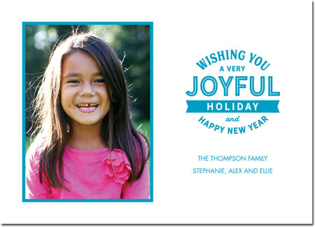 Letterpress Holiday Photo Mount Card (Joyful Stamp) by Boatman Geller