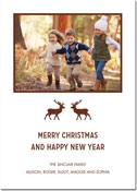 Letterpress Holiday Photo Mount Card (Reindeers) by Boatman Geller