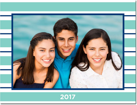 Digital Holiday Photo Cards by Boatman Geller - Essex Stripe Aqua