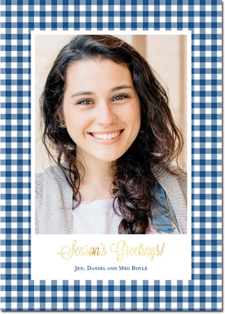 Digital Holiday Photo Cards by Boatman Geller - Petite Check Navy Holidays Digital Holiday Photo Cards by Boatman Geller - Petite Check Navy Holidays