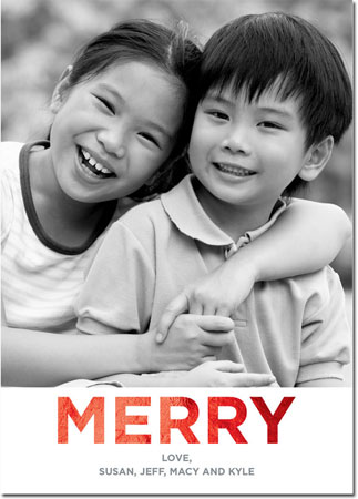 Digital Holiday Photo Cards by Boatman Geller - Merry on White Foil