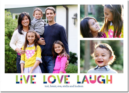 Digital Holiday Photo Cards by Boatman Geller - Upbeat Live Love Laugh - 3 photo Digital Holiday Photo Cards by Boatman Geller - Upbeat Live Love Laugh - 3 photo