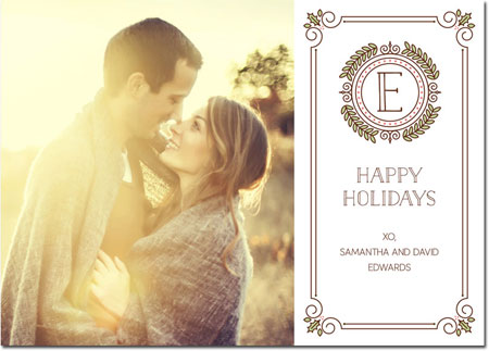 Digital Holiday Photo Cards by Boatman Geller - Monoline Monogram Frame Digital Holiday Photo Cards by Boatman Geller - Monoline Monogram Frame