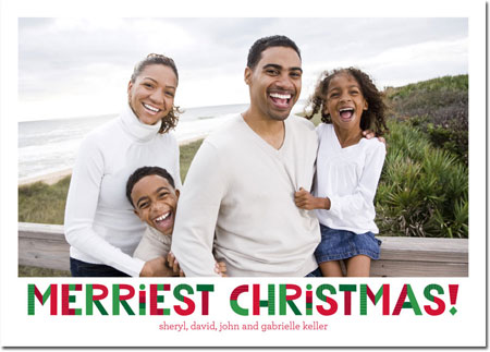 Digital Holiday Photo Cards by Boatman Geller - Upbeat Merriest Christmas - 1 photo Digital Holiday Photo Cards by Boatman Geller - Upbeat Merriest Christmas - 1 photo
