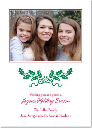 Letterpress Holiday Photo Mount Card (Holly Swag) by Boatman Geller