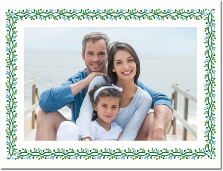Holiday Photo Mount Cards by Boatman Geller - Berry Vine Blue Holiday Photo Mount Cards by Boatman Geller - Berry Vine Blue