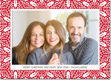 Digital Holiday Photo Cards by Boatman Geller - Holly Tile Red