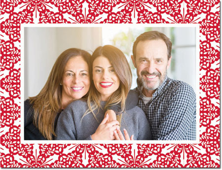 Holiday Photo Mount Cards by Boatman Geller - Holly Tile Red