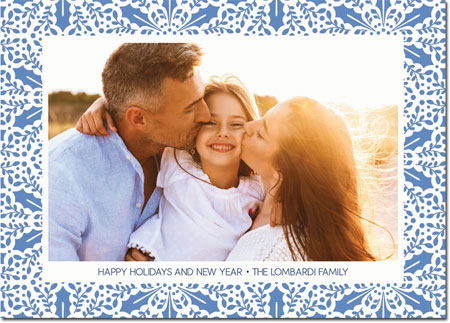 Digital Holiday Photo Cards by Boatman Geller - Holly Tile Light Blue Digital Holiday Photo Cards by Boatman Geller - Holly Tile Light Blue