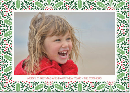 Digital Holiday Photo Cards by Boatman Geller - Holly Tile Red and Green Digital Holiday Photo Cards by Boatman Geller - Holly Tile Red and Green