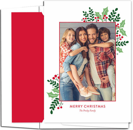 Digital Holiday Photo Cards by Boatman Geller - Holly Sprigs Digital Holiday Photo Cards by Boatman Geller - Holly Sprigs