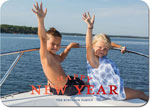 Digital Holiday Photo Cards by Boatman Geller - Curved Text Happy New Year Foil