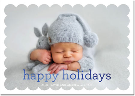 Digital Holiday Photo Cards by Boatman Geller - Scallop Happy Holidays Foil