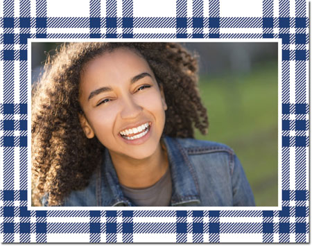 Holiday Photo Mount Cards by Boatman Geller - Scott Plaid Navy Holiday Photo Mount Cards by Boatman Geller - Scott Plaid Navy
