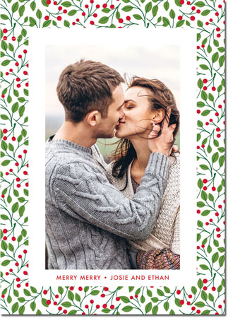 Digital Holiday Photo Cards by Boatman Geller - Berry Pattern