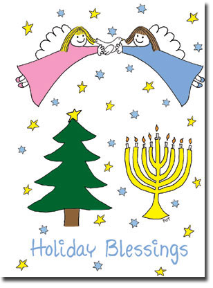 Non-Personalized Interfaith Holiday Greeting Cards by Just Mishpucha - Interfaith Angels