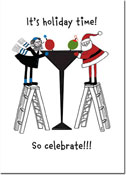 Non-Personalized Interfaith Holiday Greeting Cards by Just Mishpucha - Santa & Rabbi with Wine Glass