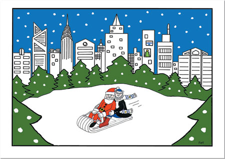 Non-Personalized Interfaith Holiday Greeting Cards by Just Mishpucha - City Park Sledding