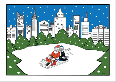 Interfaith Holiday Greeting Cards by Just Mishpucha - City Park Sledding