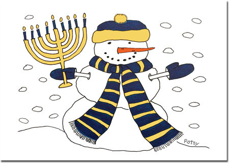 Hanukkah Greeting Cards by Just Mishpucha - Snowman With Menorah