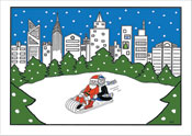 Non-Personalized Interfaith Holiday Greeting Cards by Just Mishpucha - City Park Sledding