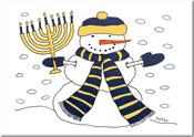 Hanukkah Greeting Cards by Just Mishpucha - Snowman With Menorah