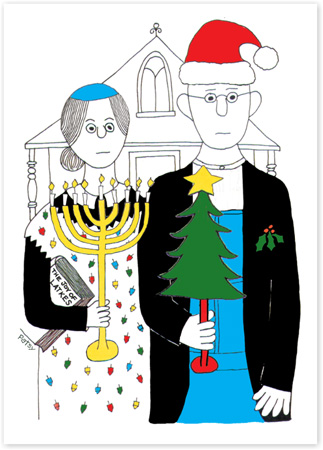 Interfaith Holiday Greeting Cards by Just Mishpucha - American Gothic Opposite