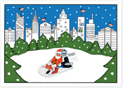 Interfaith Holiday Greeting Cards by Just Mishpucha - City Park Sledding With Masks