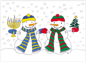 Non-Personalized Interfaith Holiday Greeting Cards by Just Mishpucha - Snowman Buddies
