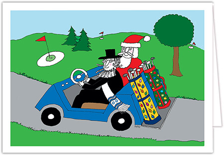Non-Personalized Interfaith Holiday Greeting Cards by Just Mishpucha - Golf Cart