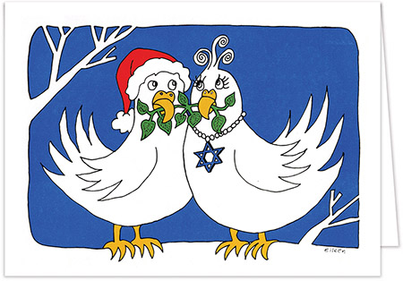 Interfaith Holiday Greeting Cards by Just Mishpucha - Turtle Doves
