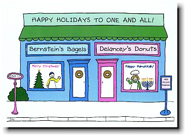 Interfaith Holiday Greeting Cards by Just Mishpucha - Bagels & Donuts