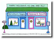 Non-Personalized Interfaith Holiday Greeting Cards by Just Mishpucha - Bagels & Donuts