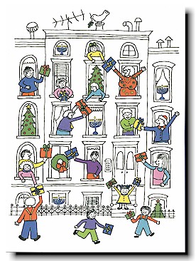 Non-Personalized Interfaith Holiday Greeting Cards by Just Mishpucha - Brownstone Apartments