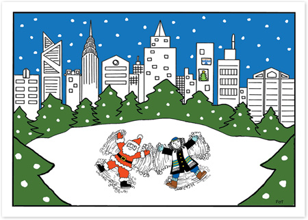 Interfaith Holiday Greeting Cards by Just Mishpucha - City Snow Angels