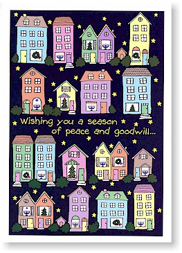 Non-Personalized Interfaith Holiday Greeting Cards by Just Mishpucha - Neighborhood Houses Non-Personalized Interfaith Holiday Greeting Cards by Just Mishpucha - Neighborhood Houses
