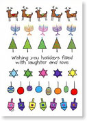 Interfaith Holiday Greeting Cards by Just Mishpucha - Reindeer And Menorahs