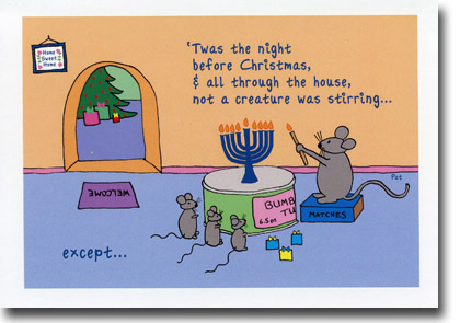 Non-Personalized Interfaith Holiday Greeting Cards by Just Mishpucha - Mouse Family